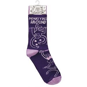 Monkeying Around Socks NWT Purple Unisex Funny Unisex Socks